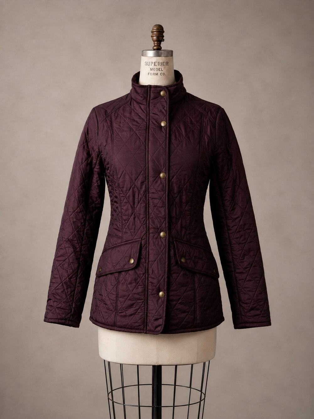 Barbour Cavalry Polarquilt Jacket Fig/Burgundy Size 4 NWT